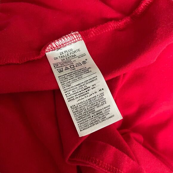 Old Navy Plus 2X Shift Dress Red Solid 3/4 Sleeve Soft Stretch Career - Picture 3 of 9